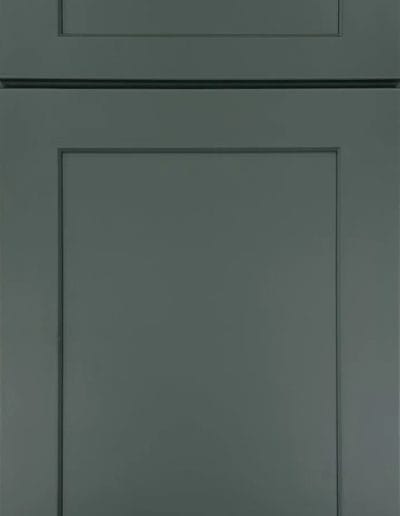 Dark gray shaker-style cabinet door with a simple rectangular frame and flat panel design.