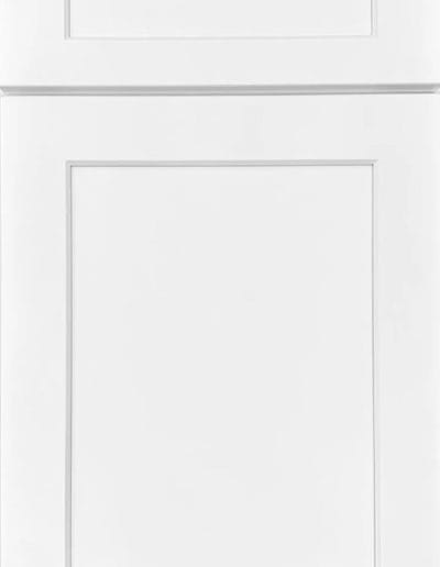 White, shaker-style cabinet door with a rectangular raised panel and simple, clean lines.