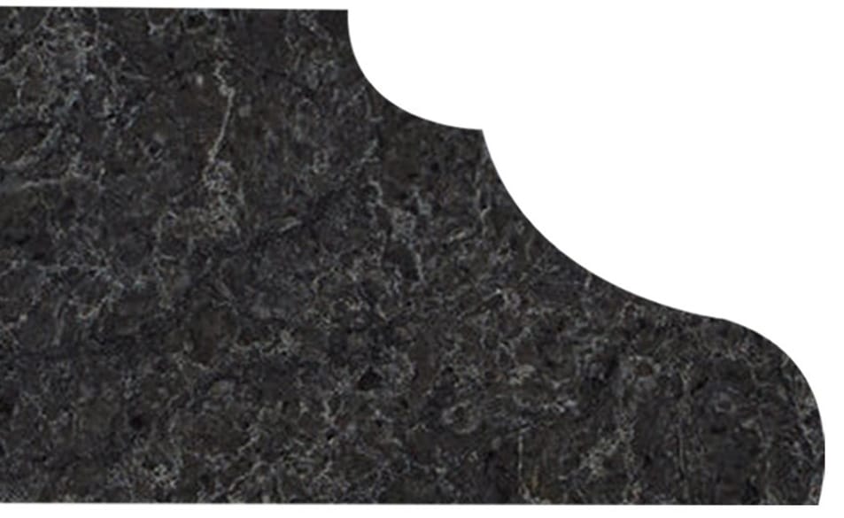 Double-Odgee Dark gray marble slab with a decorative, curved edge against a white background.