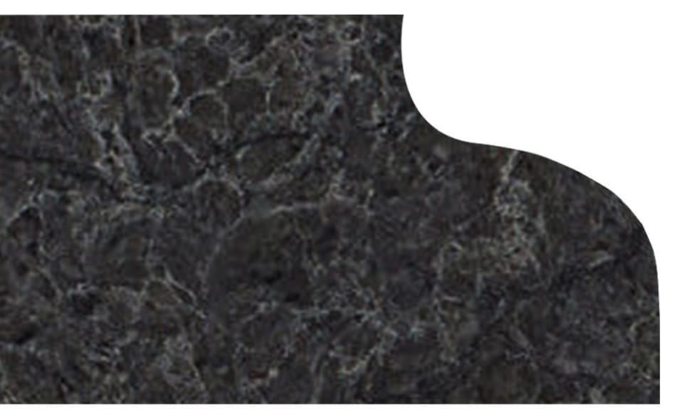 Small-Odgee Dark granite countertop with a curved ogee edge, shown against a white background.